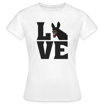 LOVE Muli Esel Liebe Maultier Pferd - Frauen T-Shirt - Weiß - Vorne - AI Model Female 172 dark (172cm)
