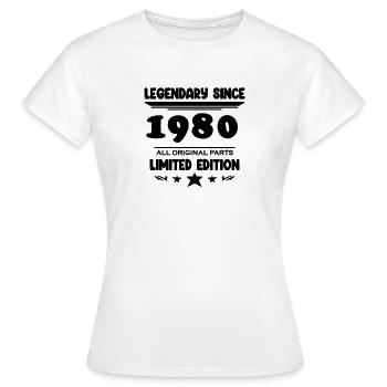 1980 - Né 1980 - Année de construction 1980 - T-shirt Femme - blanc - Devant - AI Model Female 172 dark (172cm)