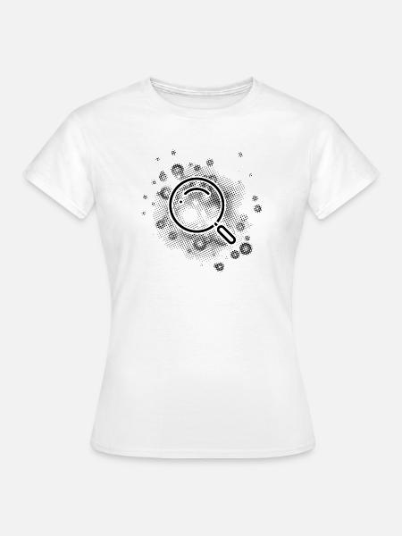 Lupe mit Punkte Hintergrund - Frauen T-Shirt - Weiß