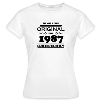 1987 - Baujahr 1987 - Jahrgang 1987 - Frauen T-Shirt - Weiß - Vorne - AI Model Female 172 dark (172cm)