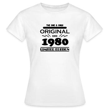 1980 - Année de construction 1980 - Né en 1980 - T-shirt Femme - blanc - Devant - AI Model Female 172 dark (172cm)