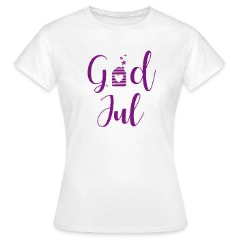 GodJul schwedische Weihnachten Skandi Handschrift - Frauen T-Shirt - Weiß - Vorne - AI Model Female 172 dark (172cm)