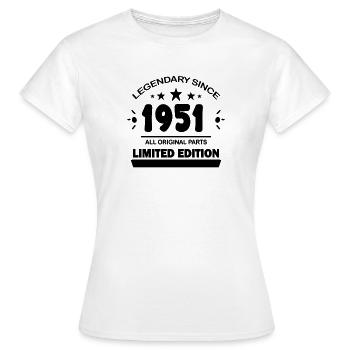 1951 - Born 1951 - Year of construction 1951 - Women's T-Shirt - white - Front - AI Model Female 172 dark (172cm)