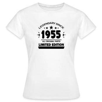 1955 - Born 1955 - Year of construction 1955 - Women's T-Shirt - white - Front - AI Model Female 172 dark (172cm)