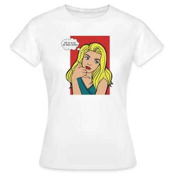 Pop-Art Blond mit Denkblase - Frauen T-Shirt - Weiß - Vorne - AI Model Female 172 dark (172cm)
