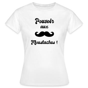 Pouvoir aux moustachus (black) - T-shirt Femme - blanc - Devant - AI Model Female 172 dark (172cm)