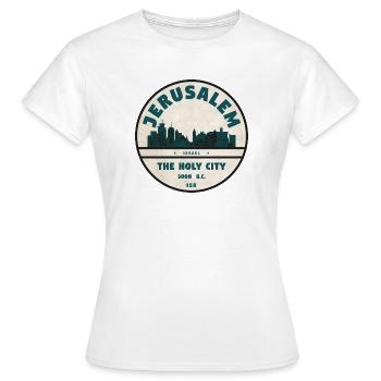 Emblème rétro de la Skyline de Jérusalem - T-shirt Femme - blanc - Devant - AI Model Female 172 dark (172cm)