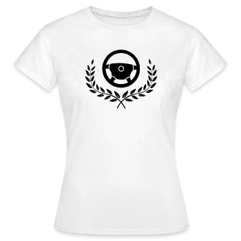 Autolenkrad in Lorbeerkranz - Frauen T-Shirt - Weiß - Vorne - AI Model Female 172 dark (172cm)