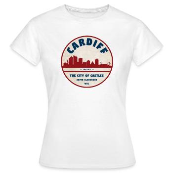 Écusson vintage Cardiff Skyline - T-shirt Femme - blanc - Devant - AI Model Female 172 dark (172cm)