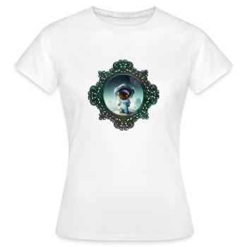 The little astronaut on a planet - Women's T-Shirt - white - Front - AI Model Female 172 dark (172cm)