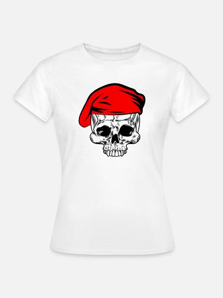 Skelettrotes Barett - Frauen T-Shirt - Weiß