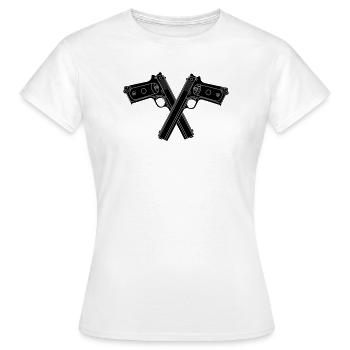 Deux pistolets militaires croisés 38 Colt - T-shirt Femme - blanc - Devant - AI Model Female 172 dark (172cm)