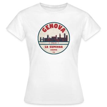 Rond rond de la Skyline de Gênes - T-shirt Femme - blanc - Devant - AI Model Female 172 dark (172cm)