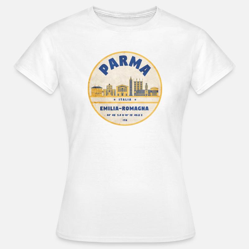 Parma Skyline Emilia Romagna Sticker - Frauen T-Shirt - Weiß