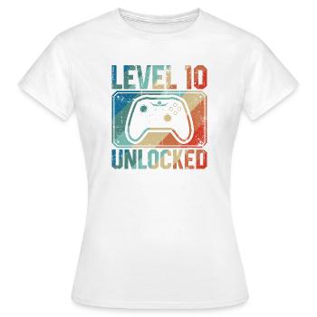 Manette déverrouillée de niveau 10 - T-shirt Femme - blanc - Devant - AI Model Female 172 dark (172cm)