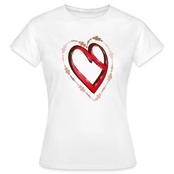 nostalgic red calligraphy heart - Women's T-Shirt - white - Front - AI Model Female 172 dark (172cm)