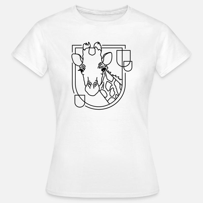 Giraffe in Geometric Shape - Line Art Design - Women's T-Shirt - white