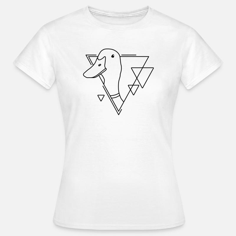 Duck in Geometric Shape - Line Art Design - Women's T-Shirt - white