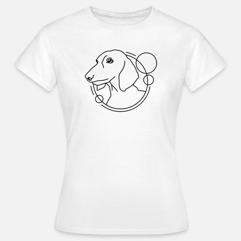 Dachshund in Geometric Shape - Line Art Design - Women's T-Shirt - white