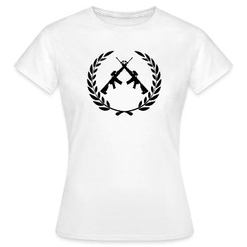 Fusils en couronne de laurier - T-shirt Femme - blanc - Devant - AI Model Female 172 dark (172cm)