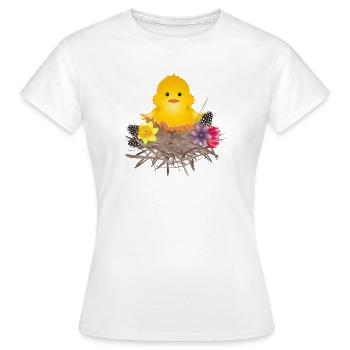 frisch geschlüpftes Küken in Eierschale im Nest - Frauen T-Shirt - Weiß - Vorne - AI Model Female 172 dark (172cm)