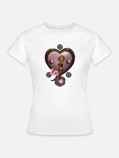 Wunderbares Steampunk-Herz mit Fee - Frauen T-Shirt - Weiß