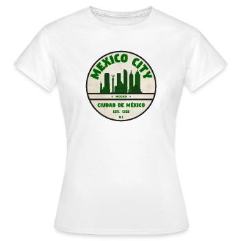 Mexiko-Stadt Skyline Emblem - Frauen T-Shirt - Weiß - Vorne - AI Model Female 172 dark (172cm)