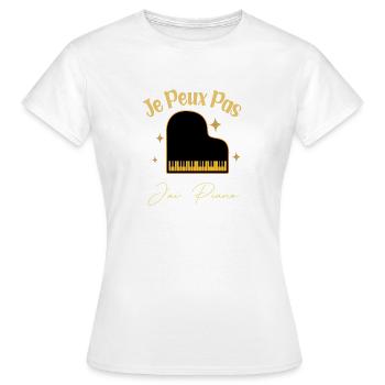 J'Peux Pas J'Ai Piano Cadeau Orchestre Pianiste - T-shirt Femme - blanc - Devant - AI Model Female 172 dark (172cm)