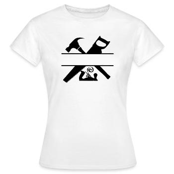 Scie à marteau et raboteuse logo de charpentier - T-shirt Femme - blanc - Devant - AI Model Female 172 dark (172cm)