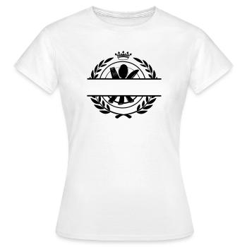 Logo du menu de couverts avec couronne - T-shirt Femme - blanc - Devant - AI Model Female 172 dark (172cm)