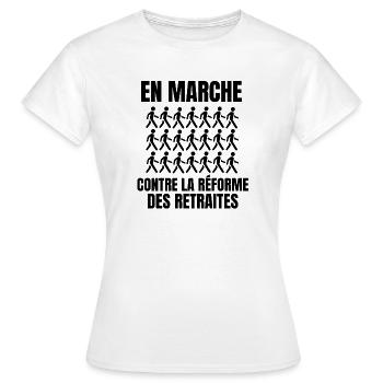 réforme des retraites, retraites, retraite - T-shirt Femme - blanc - Devant - AI Model Female 172 dark (172cm)