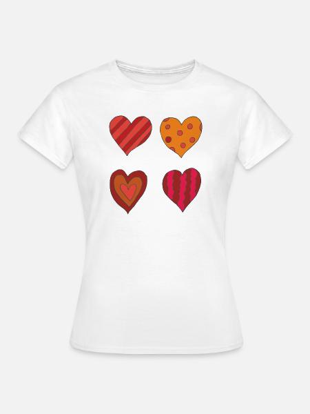 Herzen variation 4er - Frauen T-Shirt - Weiß