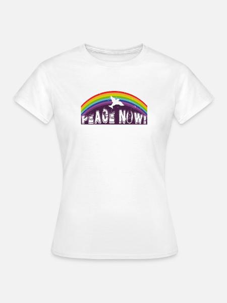 PEACE NOW mit Friedenstaube - Frauen T-Shirt - Weiß