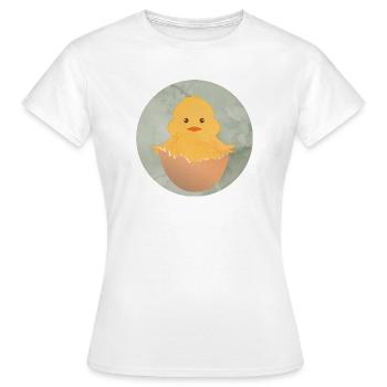 poussin nouvellement éclos dans la coquille d’œuf - T-shirt Femme - blanc - Devant - AI Model Female 172 dark (172cm)