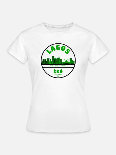 Lagos Skyline Grün - Frauen T-Shirt - Weiß