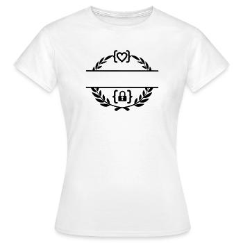 Code avec cœur et code avec cadenas couronne de laurier m - T-shirt Femme - blanc - Devant - AI Model Female 172 dark (172cm)