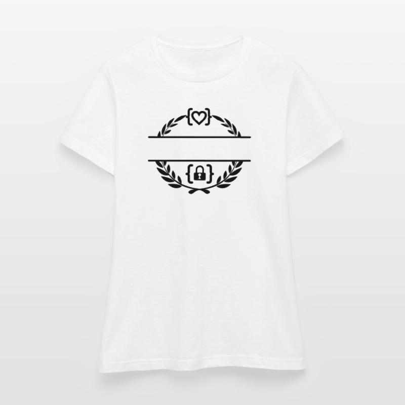 Code avec cœur et code avec cadenas couronne de laurier m T-shirt Femme