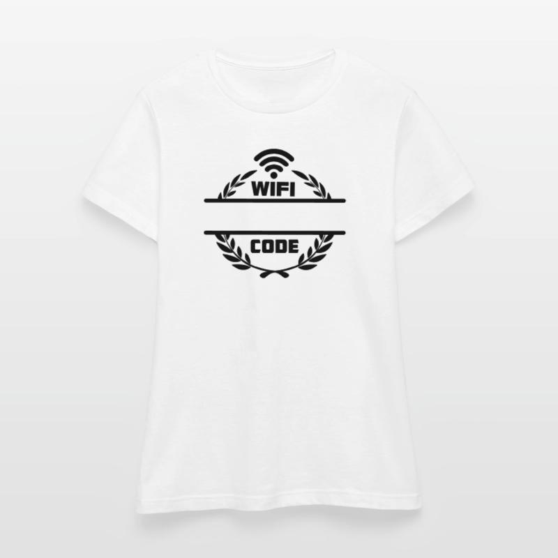 Wifi code in laurel wreath with blank text bar Women's T-Shirt