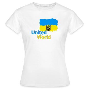United World - Ukraine - Frauen T-Shirt - Weiß - Vorne - AI Model Female 172 dark (172cm)