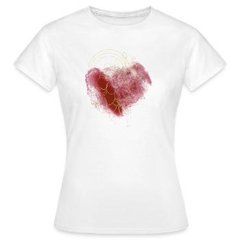 splash bunt farbe muster aufdruck comic style herz - Frauen T-Shirt - Weiß - Vorne - AI Model Female 172 dark (172cm)
