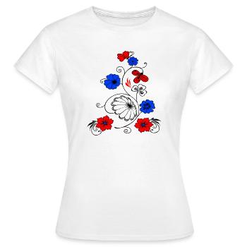 Fleur vigne avec papillon - T-shirt Femme - blanc - Devant - AI Model Female 172 dark (172cm)