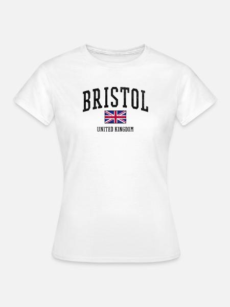 Bristol England Schrift | Uk Flagge - Frauen T-Shirt - Weiß