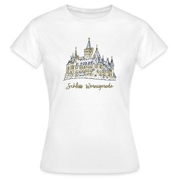Schloss Wernigerode, Wahrzeichen, Deutschland - Frauen T-Shirt - Weiß - Vorne - AI Model Female 172 dark (172cm)