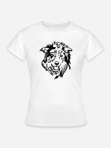 Border Collie Kopf - Frauen T-Shirt - Weiß