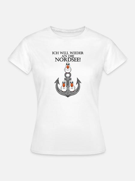 Nordsee Plattdeutsch Spruch Moin - Frauen T-Shirt - Weiß