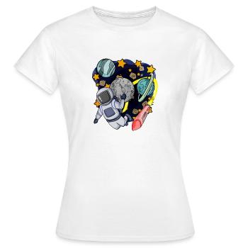 Astronaut im Weltall - Frauen T-Shirt - Weiß - Vorne - AI Model Female 172 dark (172cm)