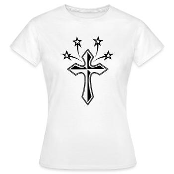 Cross with four stars - Women's T-Shirt - white - Front - AI Model Female 172 dark (172cm)
