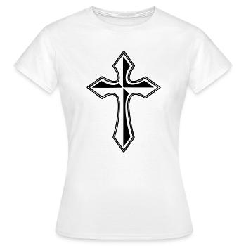 Cross transparent shadow image - Women's T-Shirt - white - Front - AI Model Female 172 dark (172cm)