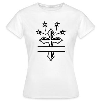 transparent shadow cross 4 stars - Women's T-Shirt - white - Front - AI Model Female 172 dark (172cm)