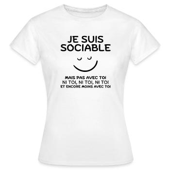 sociable, pas du matin, grincheux le matin - T-shirt Femme - blanc - Devant - AI Model Female 172 dark (172cm)